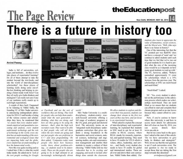 2014_05_26_The Education Post_review_Shiv Nadar University
