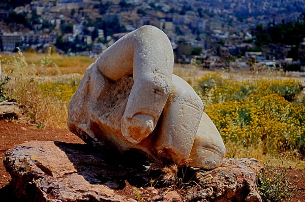 Is this really a part of the hand of Hercules in the temple here in the centre of Amman? No one is sure