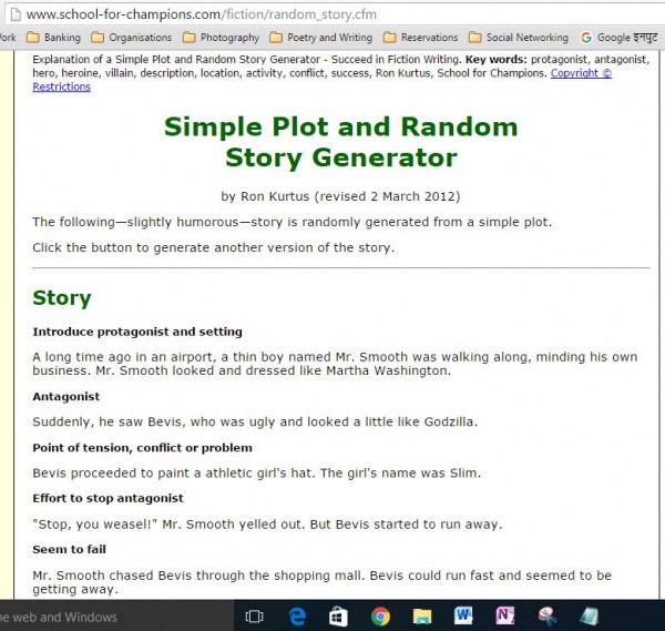 Screen-shot of a story generator page on the net... there are essay generators as well... they all have paid access, of course