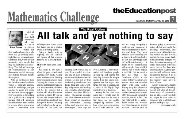2016_04_25_The Education Post_Real Fiction_All talk and yet nothing to say