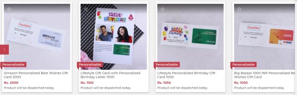 Even gift cards or vouchers can be personalised