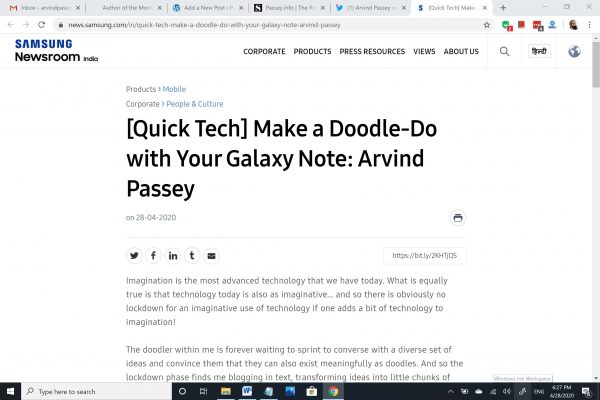 Aritcle published in Samsung Newsroom - April 2020