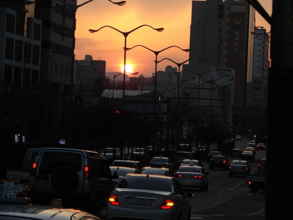 Sunset from Gungnam, Seoul... reflects the pace of the city as well as its tech face!