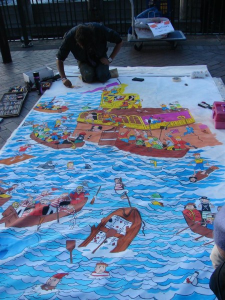 Painting the Sydney harbour in his own way... imagine what this would look like on a huge side wall!