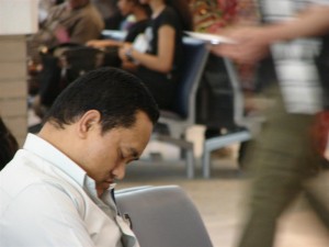 Some sleep at airports...