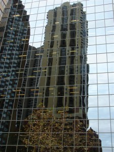 ...or a full scale reflection of the busy high-rise buildings...