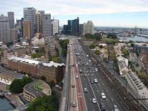 The traffic going towards the main city... and the central hub of Sydney!