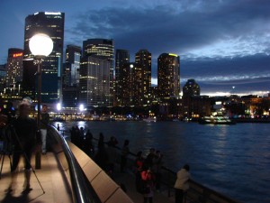 Sydney lights from the walkway of Opera House...