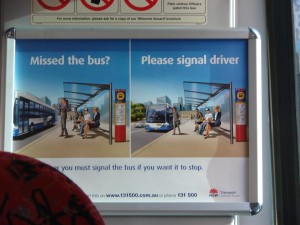 Instructional ads are at the right spot all over... even inside the buses, trams, and trains!