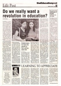 Scan of the article in 'The Education Post'