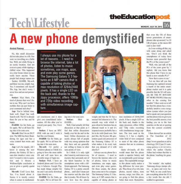 2012-07-30_The Education Post_A New Phone Demystified