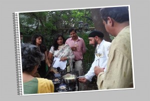 Chef Raman busy preparing the first dish to be served as only a real master-chef can!