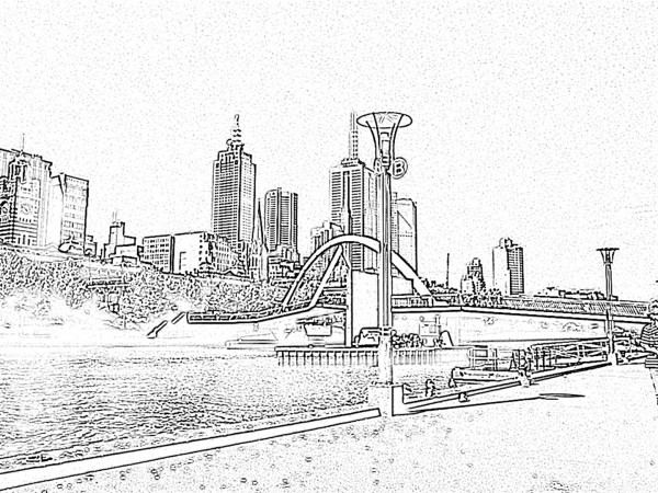 Australia-Victoria-Melbourne - city centre - Yarra river bank