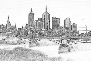 Melbourne Skyline and Princes Bridge