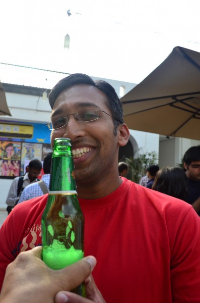 Cyril sebastian is obviously enjoying the party in Blue Frog!