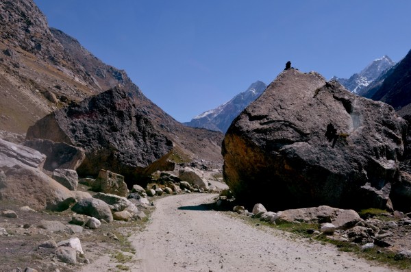Journey to Kaza - The road goes through huge boulders waiting to surprise you...