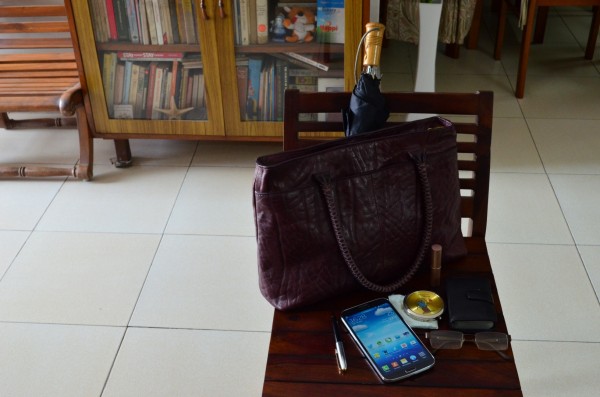 Samsung galaxy mega in a Working Woman's bag!