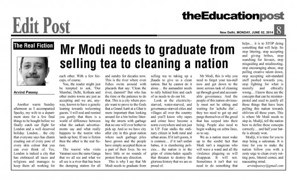 2014_06_02_The Education Post_Real Fiction_Request for Mr Modi