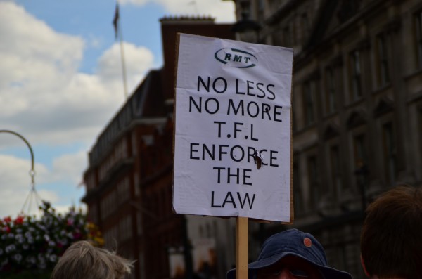 London Cab strike. 11 June 2014. Some slogans and placards...