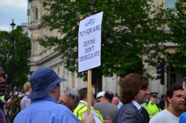 London Cab strike. 11 June 2014. Some slogans and placards...