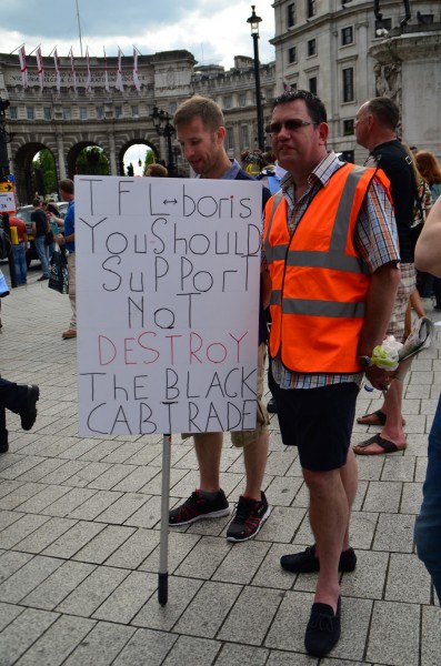 London Cab strike. 11 June 2014. Some slogans and placards...