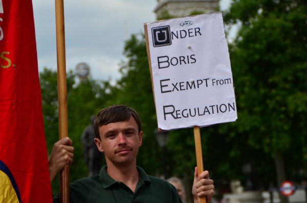 London Cab strike. 11 June 2014. Some slogans and placards...