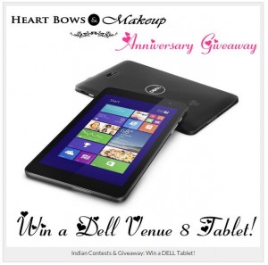 Dell giveaway at www.heartbowsmakeup.com