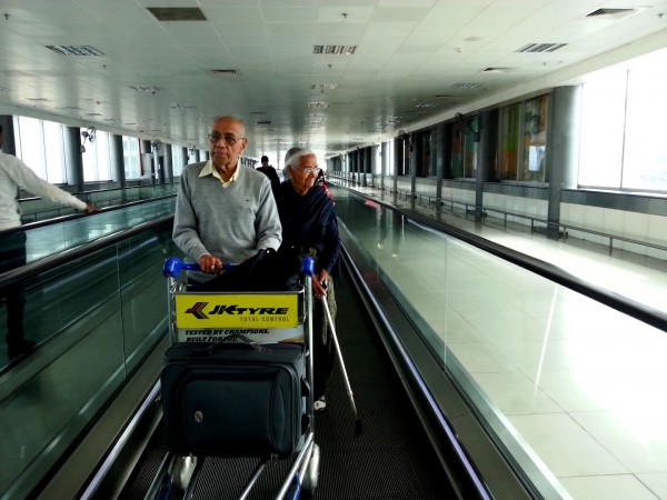 My parents... in their eighties... on the way to the airport