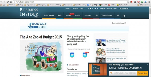 Article on Budget2015 published in BusinessInsider dot in