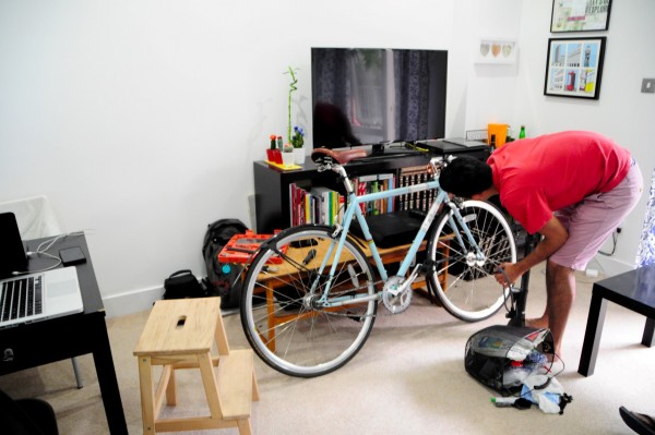 Being #together is... bike-cleaning and talking to everyone at the same time