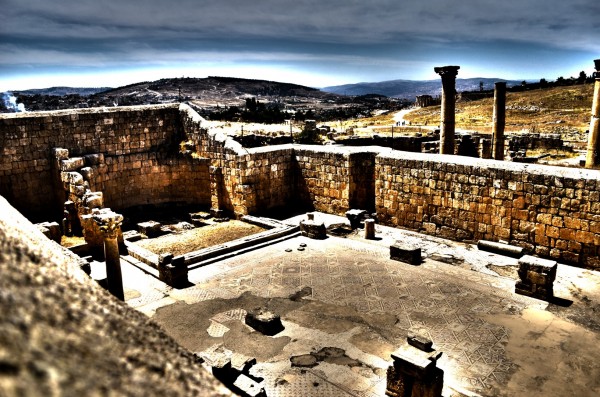 Jordan - the Christian population - Church in the Roman ruins at Jarash. Ancient Church Ruins at Jarash