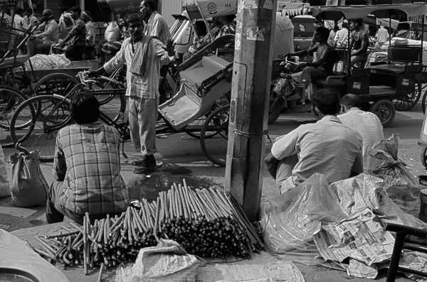 Vendors on the streets of Delhi - the Datun-seller... neem or kikar sticks used as a tooth-brush