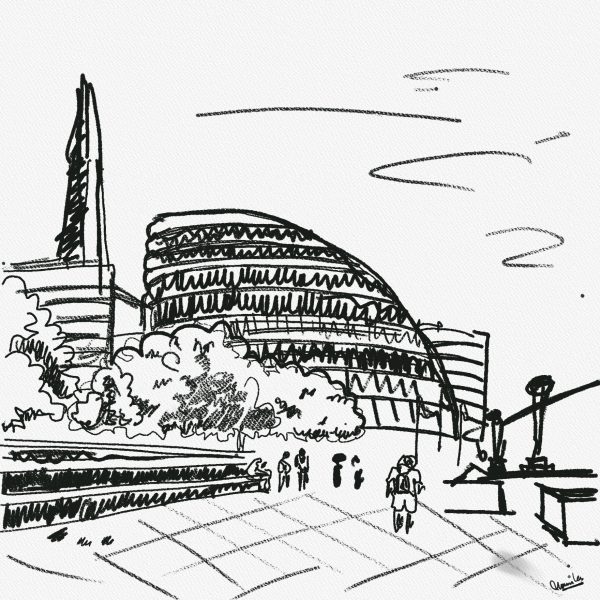 City Hall sketched by Monika on Rebelle