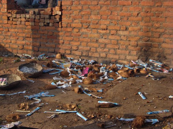 Garbage within a temple precincts somewhere near Shivpuri