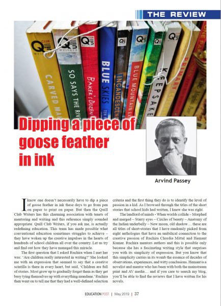 Dipping a piece of goosefeather in ink. Published in Education Post. May 2019