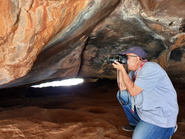 Bhimbetaka rock shelters_the author inside a cave shelter