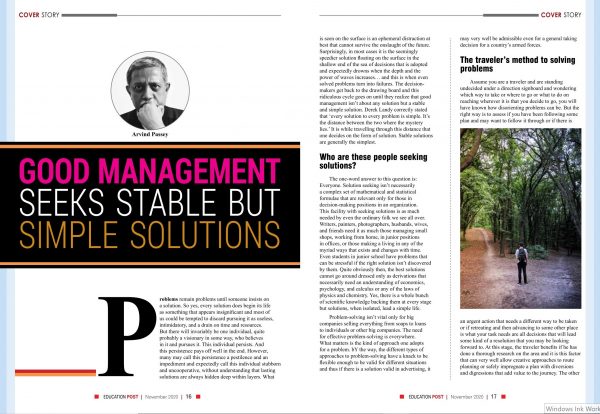 Education Post - November 2020 - Cover Story - Good management seeks stable but simple solutions - 01